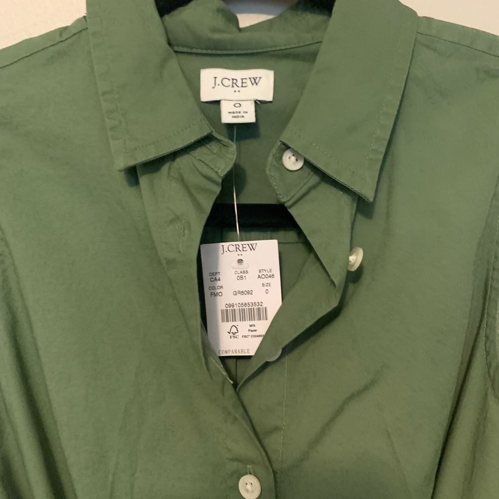 NWT J Crew Sleeveless Button Up Belted Dress in Olive Size 0 - Picture 6 of 8